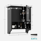 Premium Space Saving Wall Cabinet with 2 Doors in Black