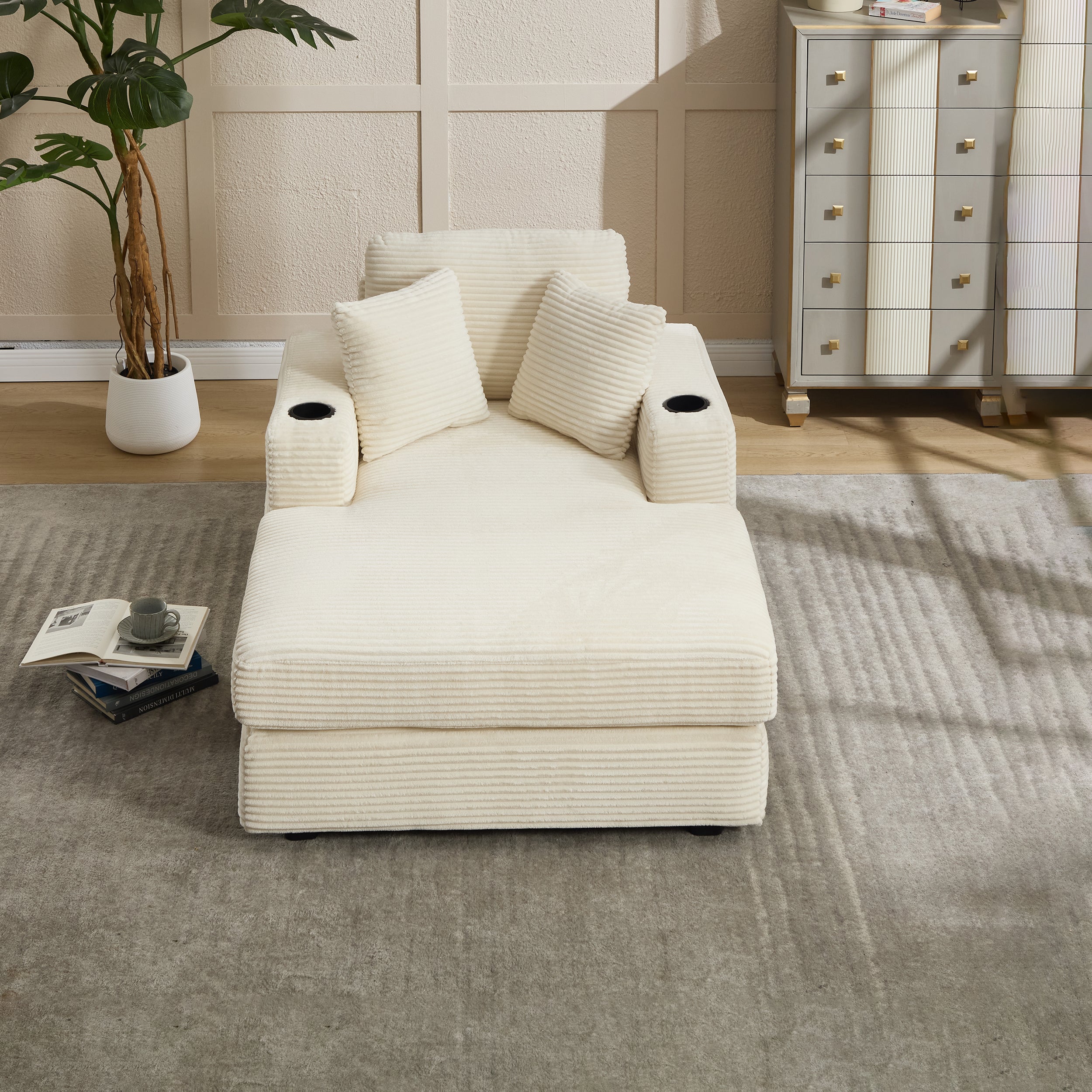 Corduroy Upholstered Chaise Lounge Sofa