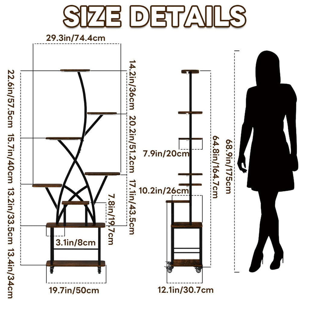 Plant Stand Indoor with Grow Light, 64" Tall, 8 Tiered Shelves