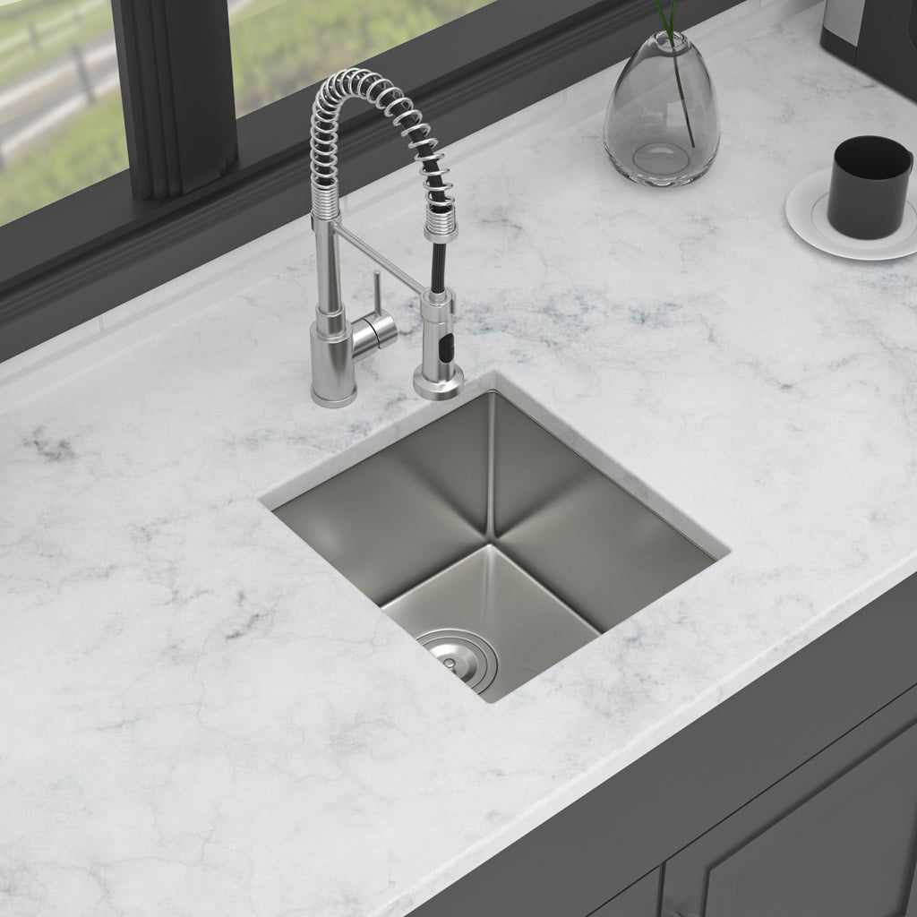 15 Inch Undermount Sink - Stainless Steel Single Bowl Kitchen Sink