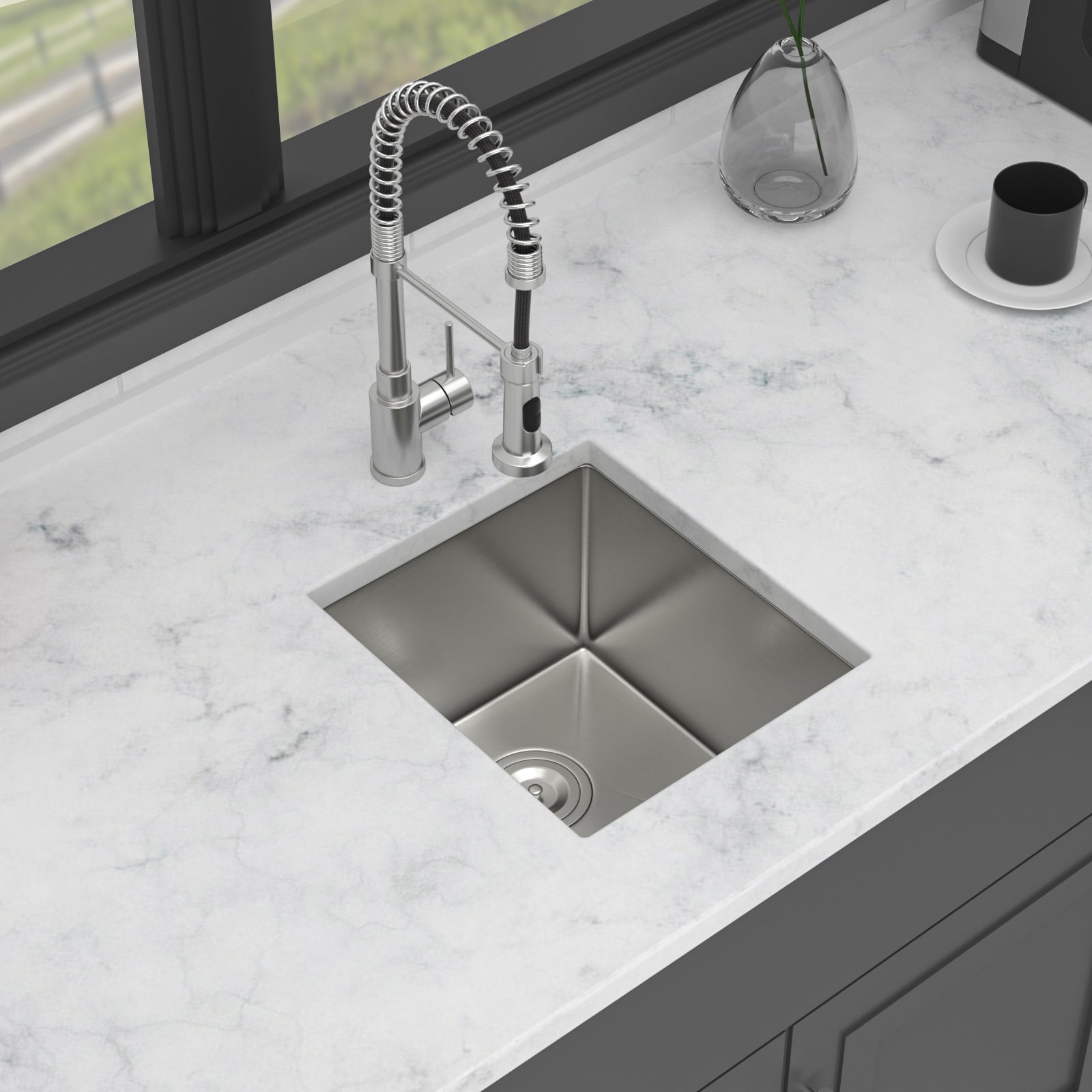 15 Inch Undermount Sink - Stainless Steel Single Bowl Kitchen Sink