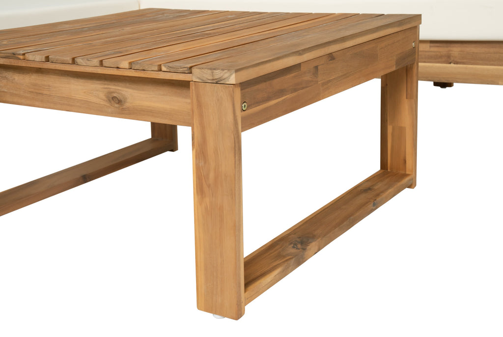 Outdoor 4pc Acacia Wood Sectional Patio Sofa Set