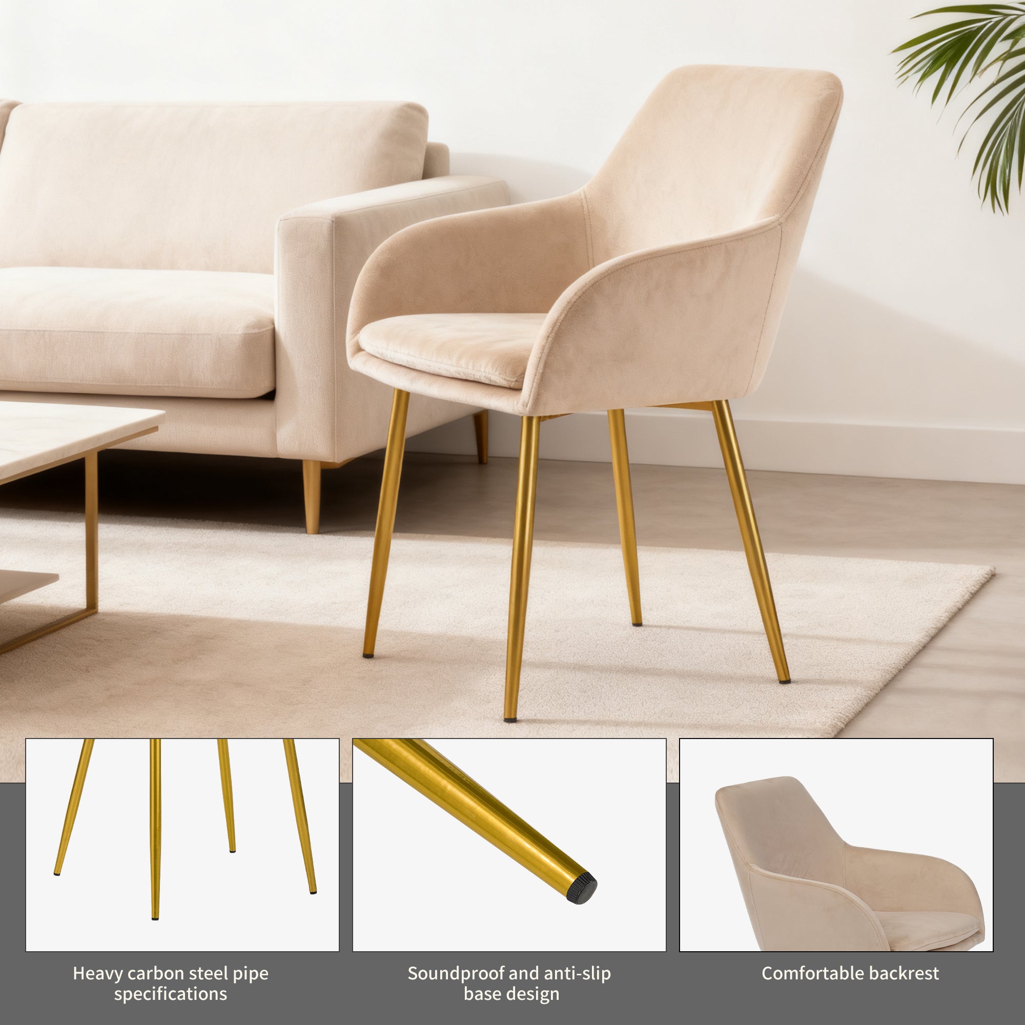 Velvet Dining Chair Set - 2 Pieces