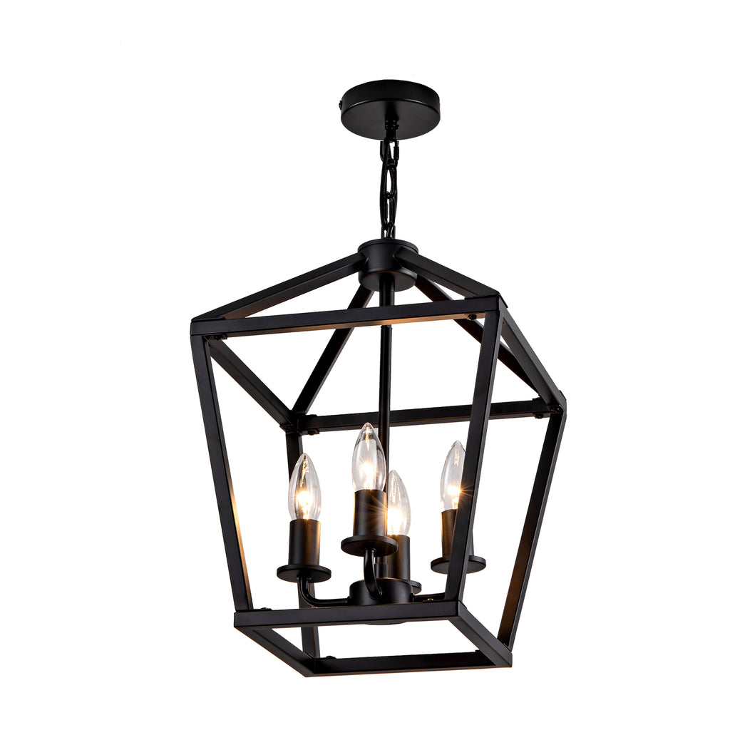 Farmhouse Lantern Chandelier 4-Light, Industrial