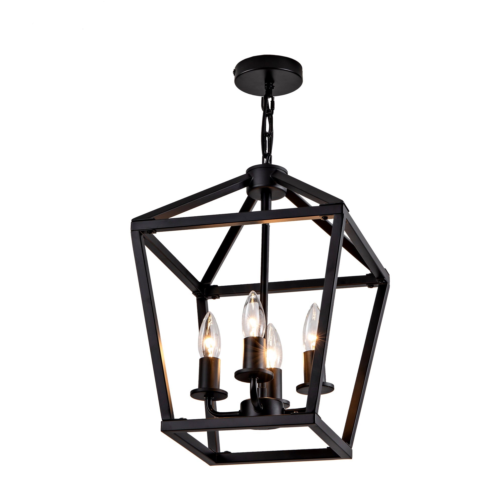 Farmhouse Lantern Chandelier 4-Light, Industrial