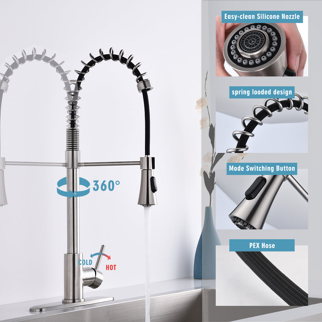 Brushed Nickel Single Handle Kitchen Faucet