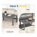 43" x 24" All-Weather Metal Outdoor Coffee Table
