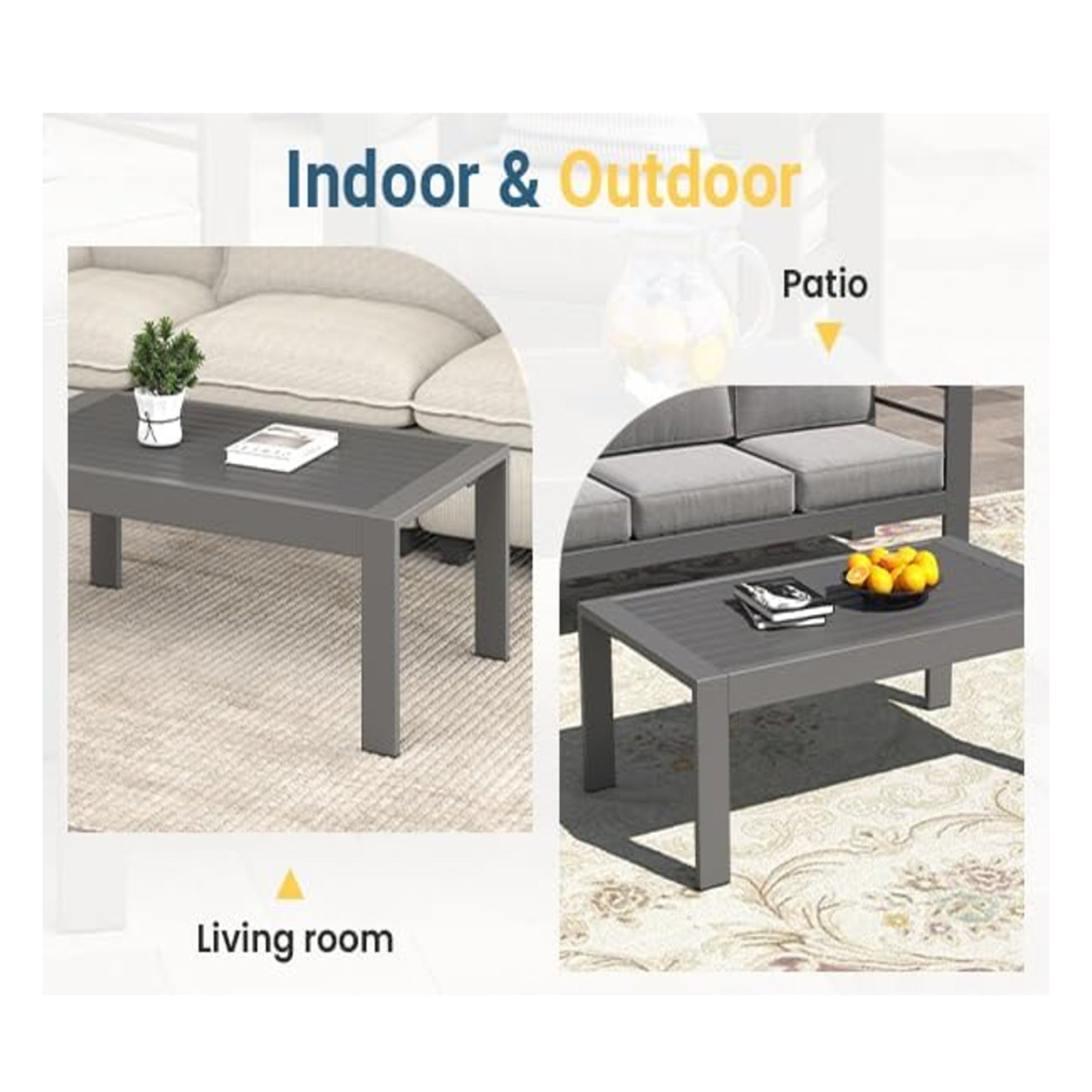 43" x 24" All-Weather Metal Outdoor Coffee Table