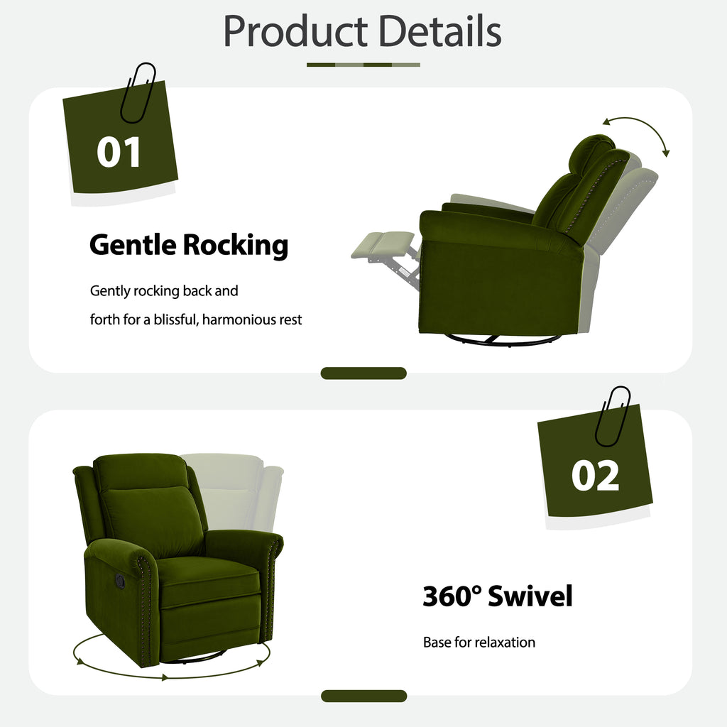 360° Swivel Recliner Manual Rocking Recliner Chair