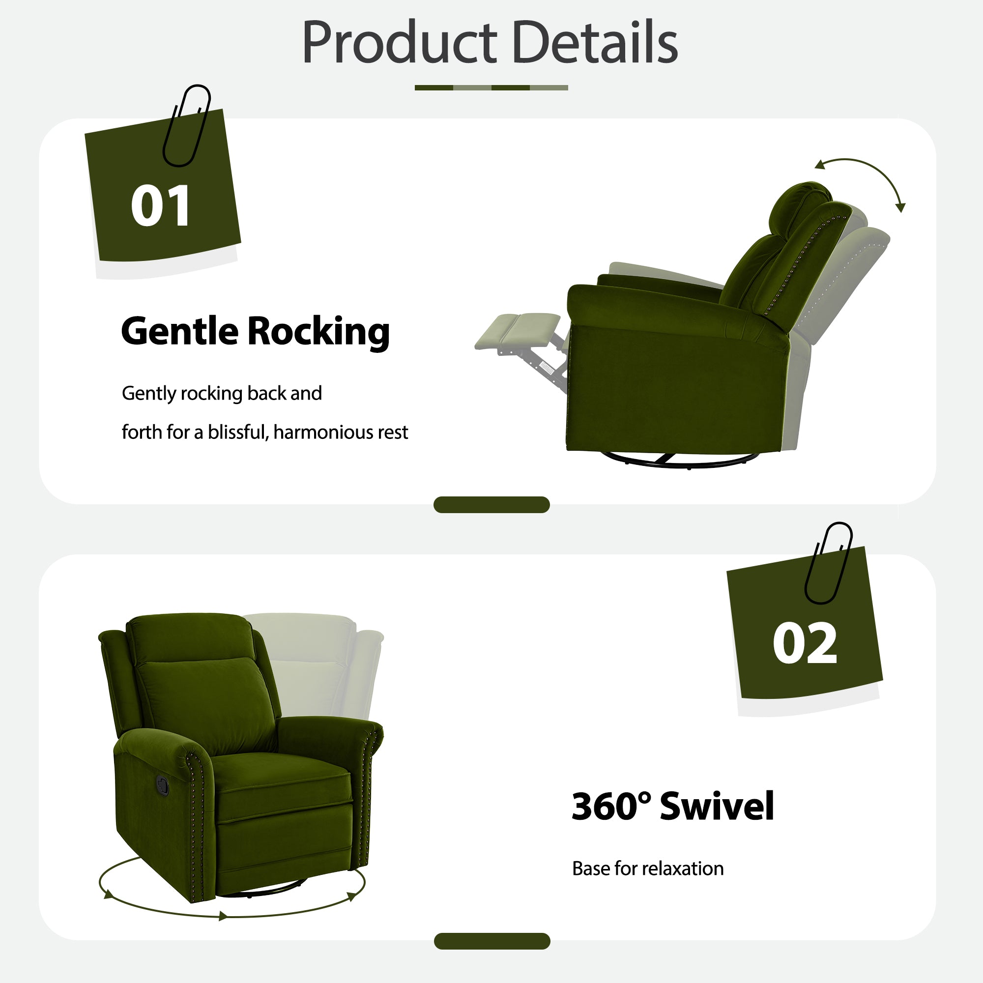 360° Swivel Recliner Manual Rocking Recliner Chair