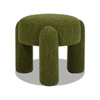 Hugo 20.5" Round Fully Upholstered Ottoman in Moss