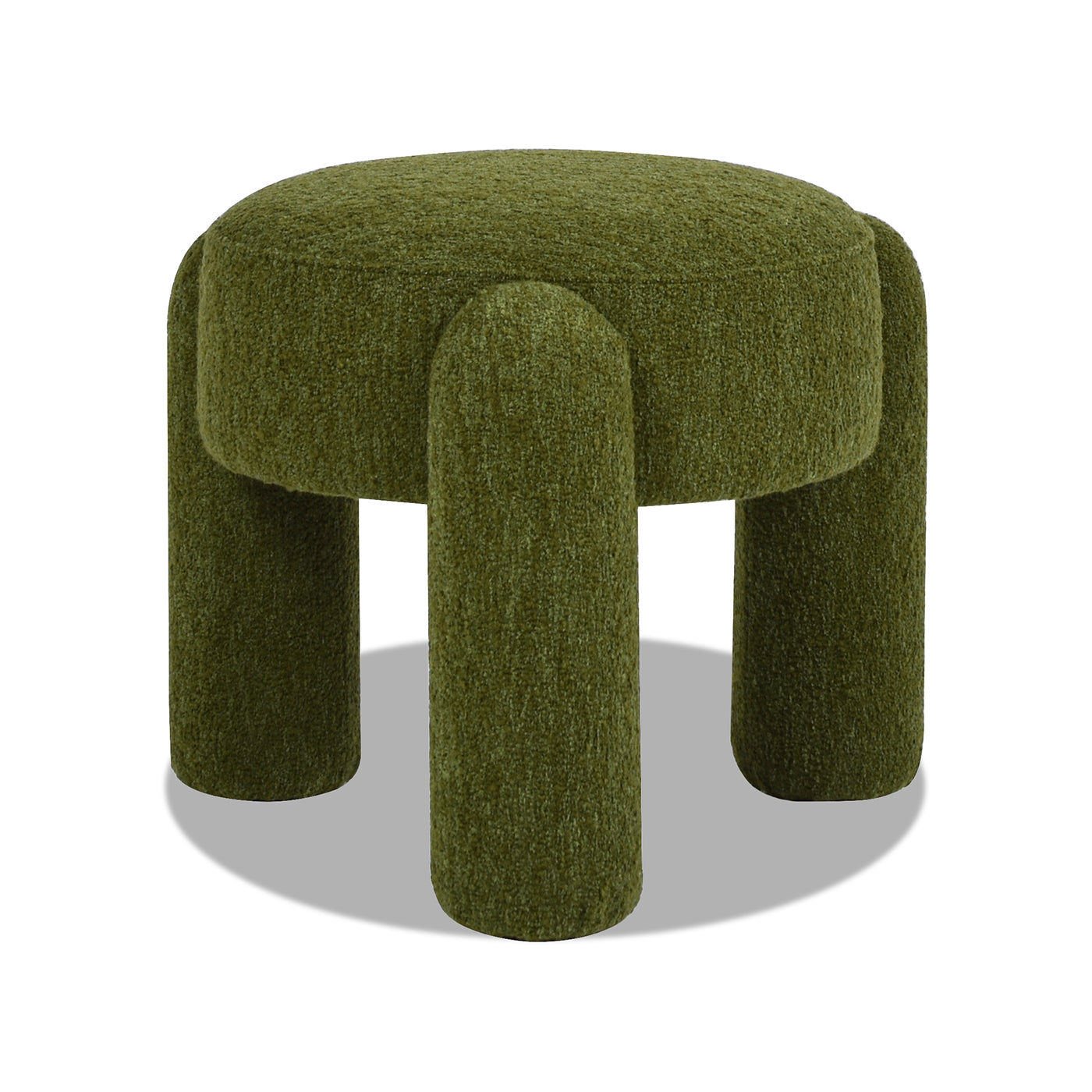 Hugo 20.5" Round Fully Upholstered Ottoman in Moss