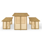 Natural Color Rubber Wood Dining Set with Plastic Rattan