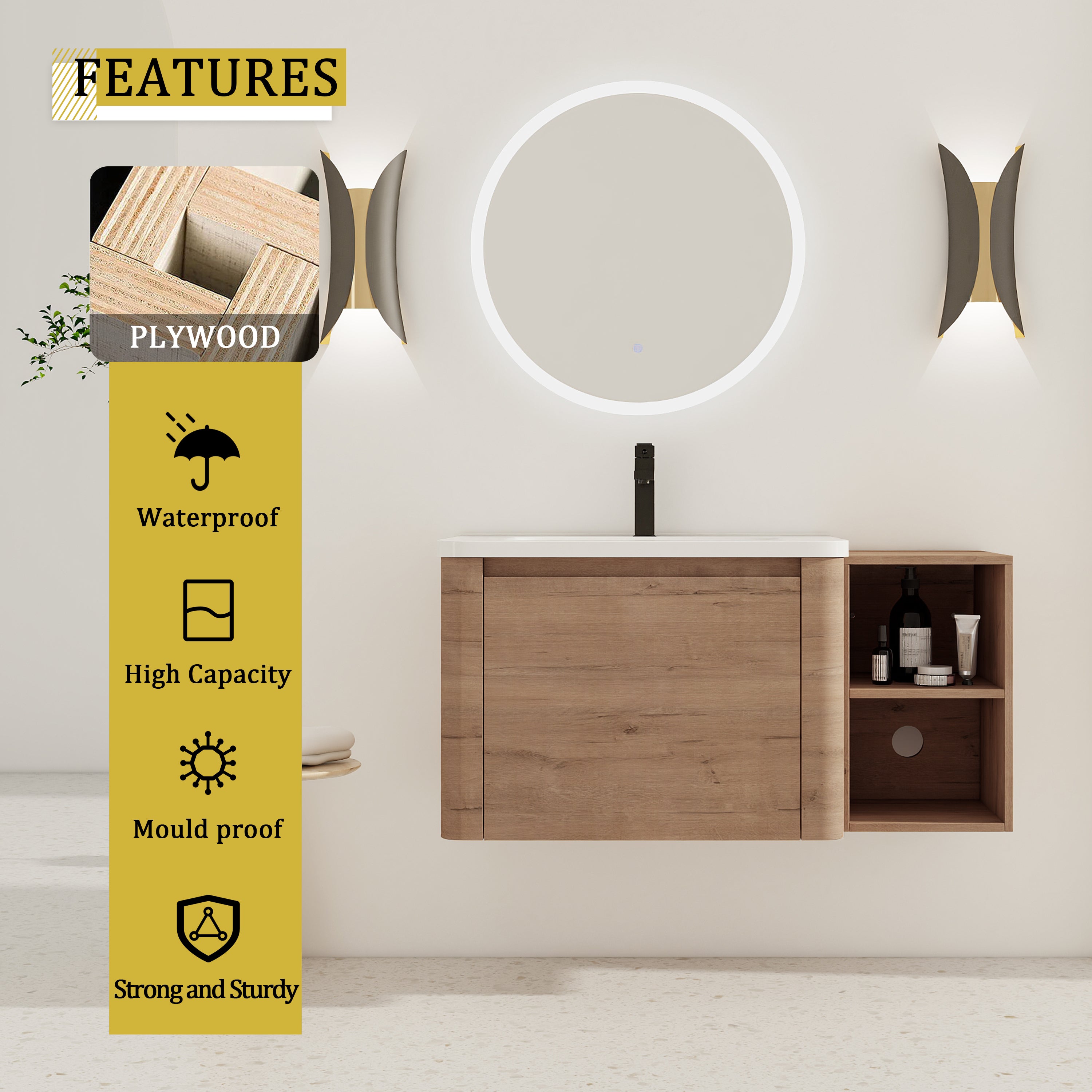 40" Wall-Mounted Bathroom Vanity