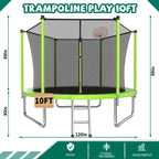10FT Kids Trampoline with Basketball Hoop and Ladder