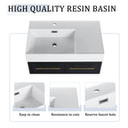 30 Inch Wall-Mounted Bathroom Vanity with Sink and Storage Rack