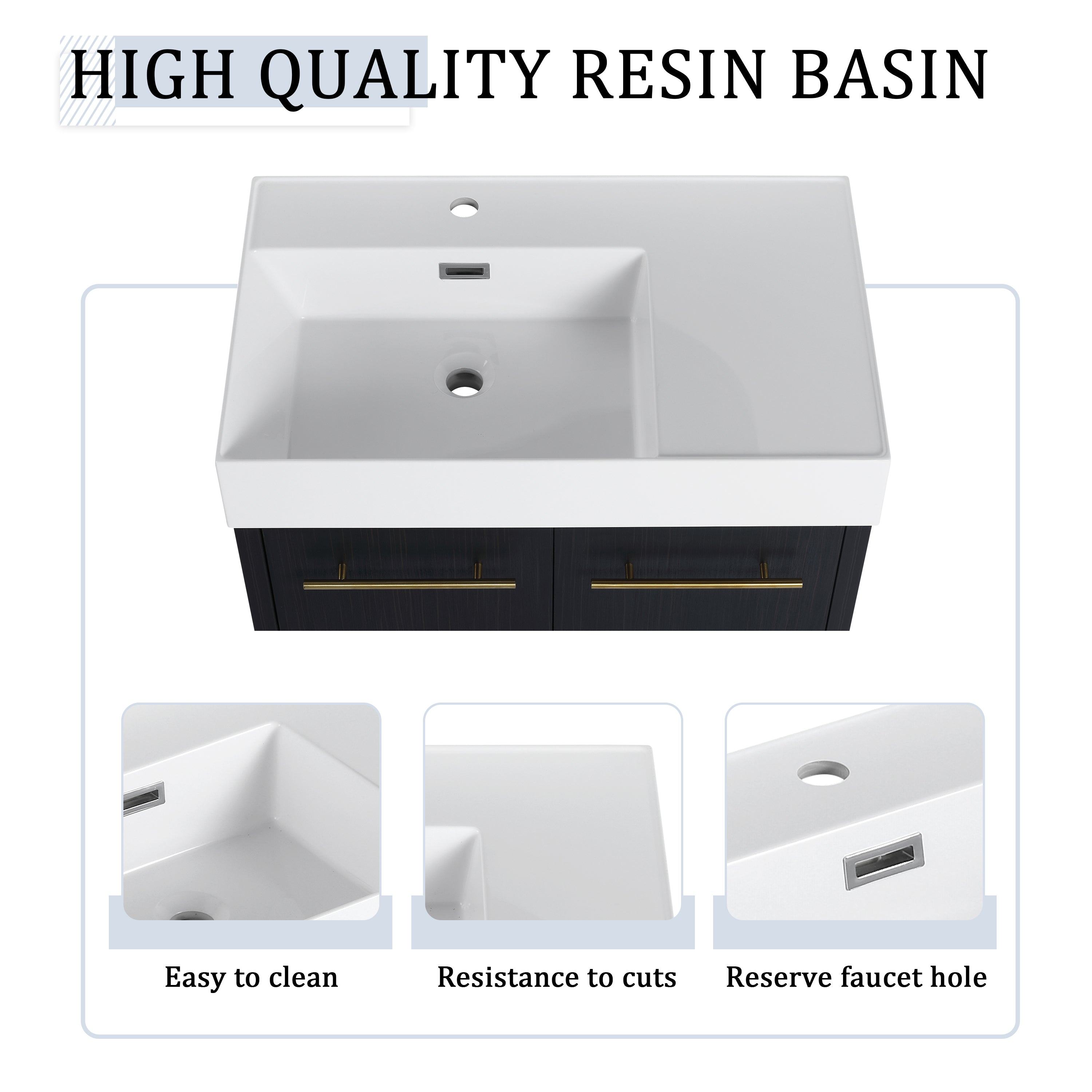 30 Inch Wall-Mounted Bathroom Vanity with Sink and Storage Rack