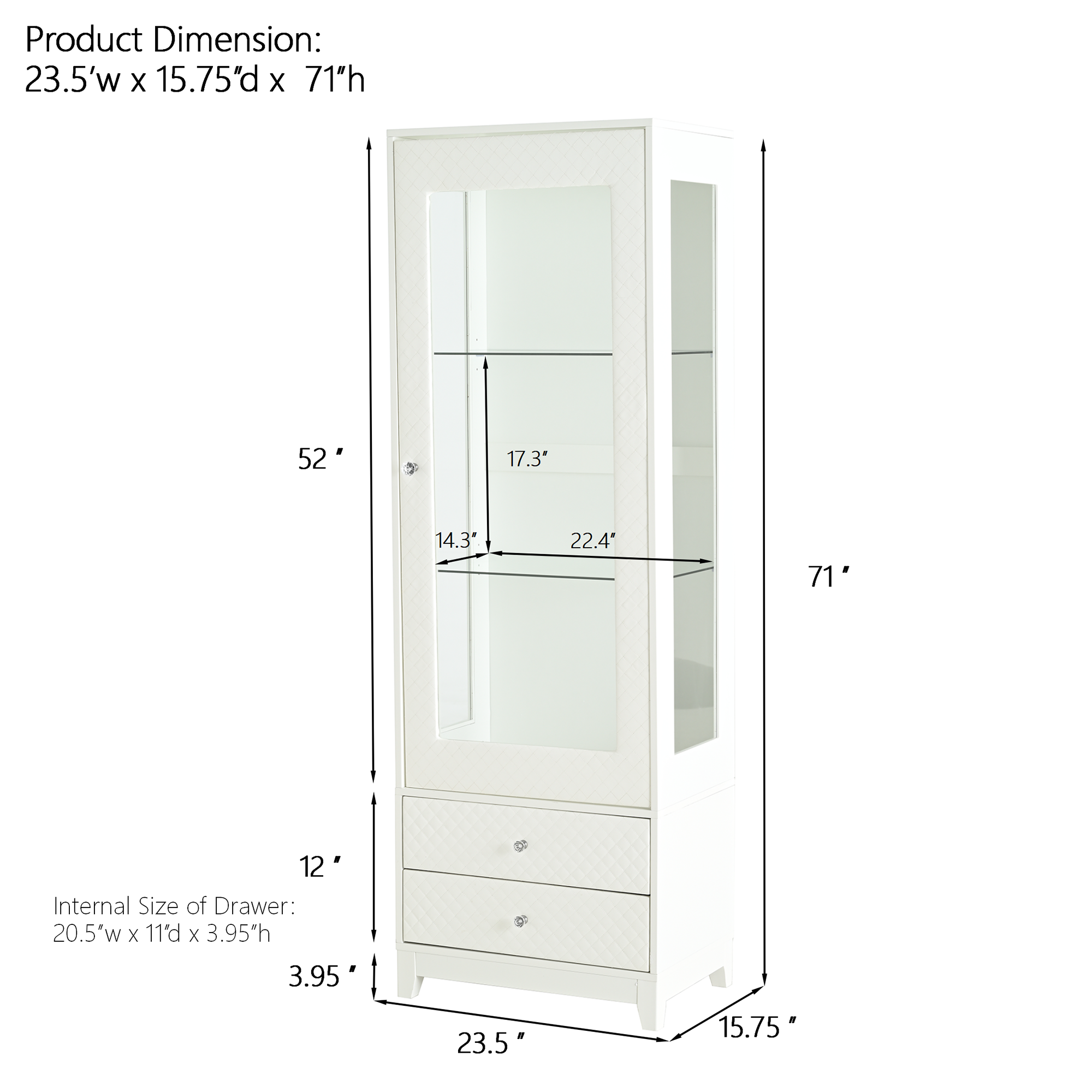 71'' Freestanding Upholstered Display Cabinet