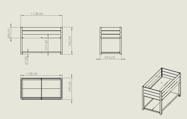 45" Iron-Wood Combined Growing Beds with Storage Racks