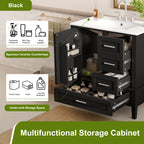 30" Bathroom Vanity, Modern Bathroom Cabinet with Sink Combo Set