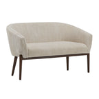Corduroy Recessed Arm Loveseat (Beige + Walnut)