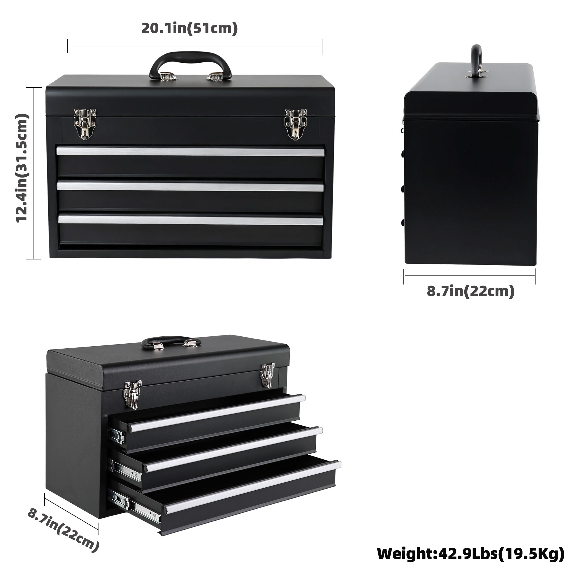 465-Piece Mechanics Tool Set with 3-Drawer Heavy Duty Metal Box