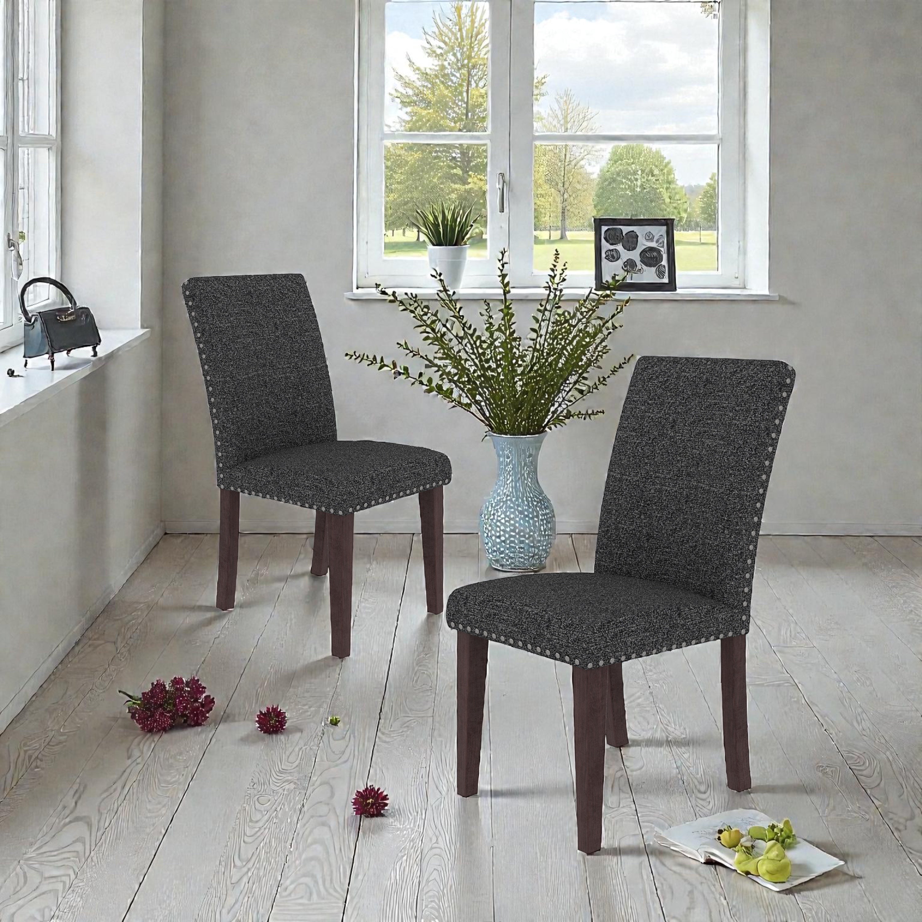 Upholstery Dining Chair Set of 2 in Grey and Brown