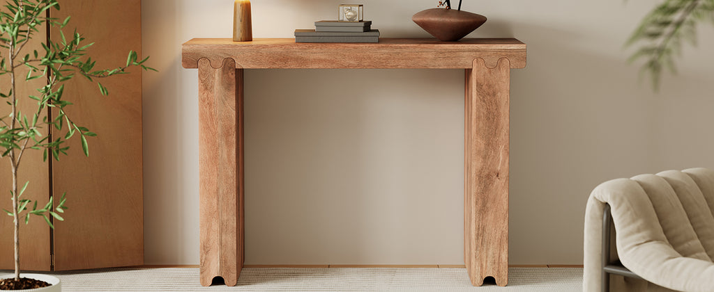 TREXM Farmhouse Mango Wood Console Table