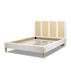 Toscana Queen Upholstered Cane Back Platform Bed, Antique