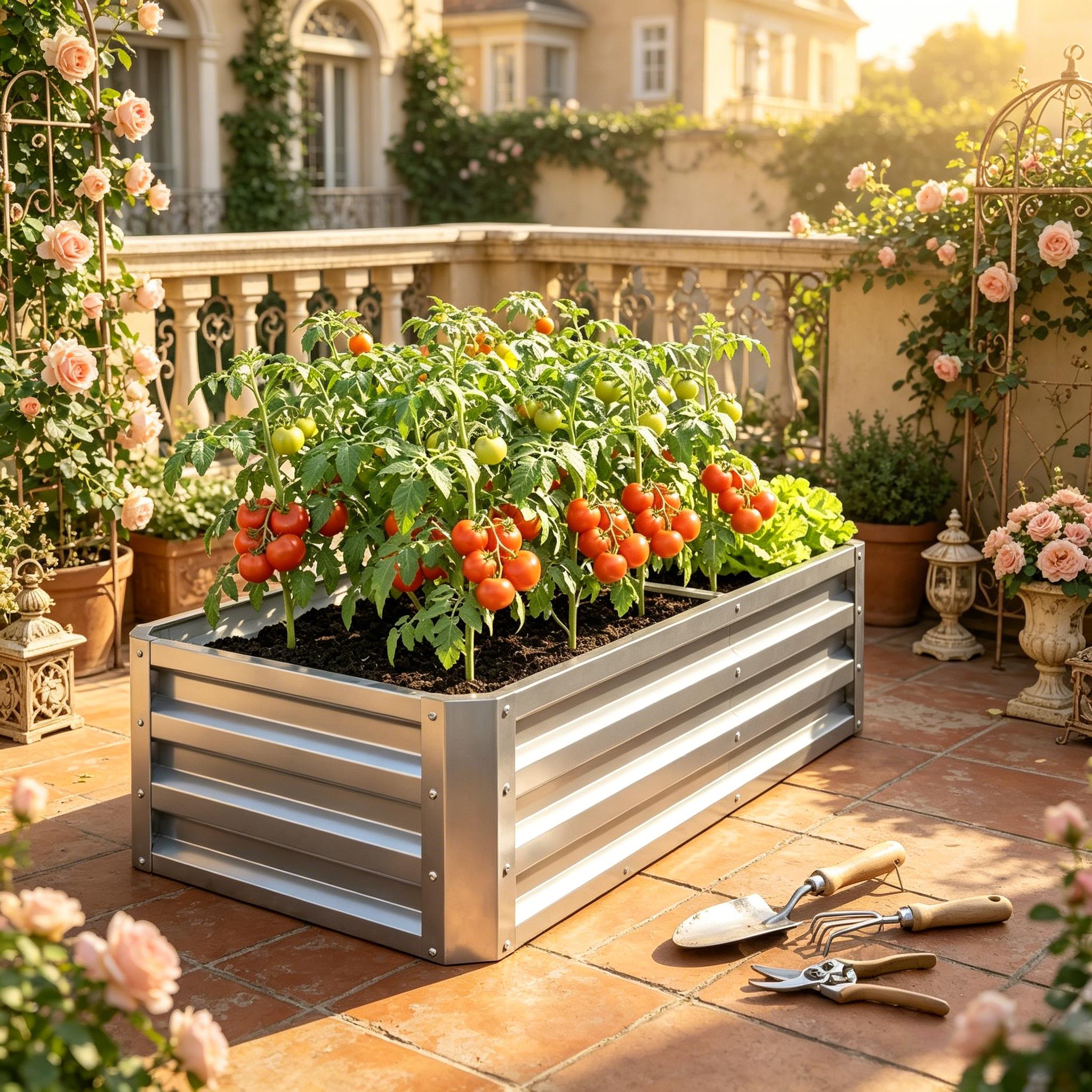 Galvanized Raised Garden Bed, 4' x 2' x 1' Metal Planter Box