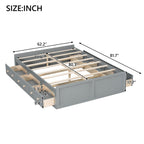 Wood Queen Size Platform Bed Frame with 6 Drawers