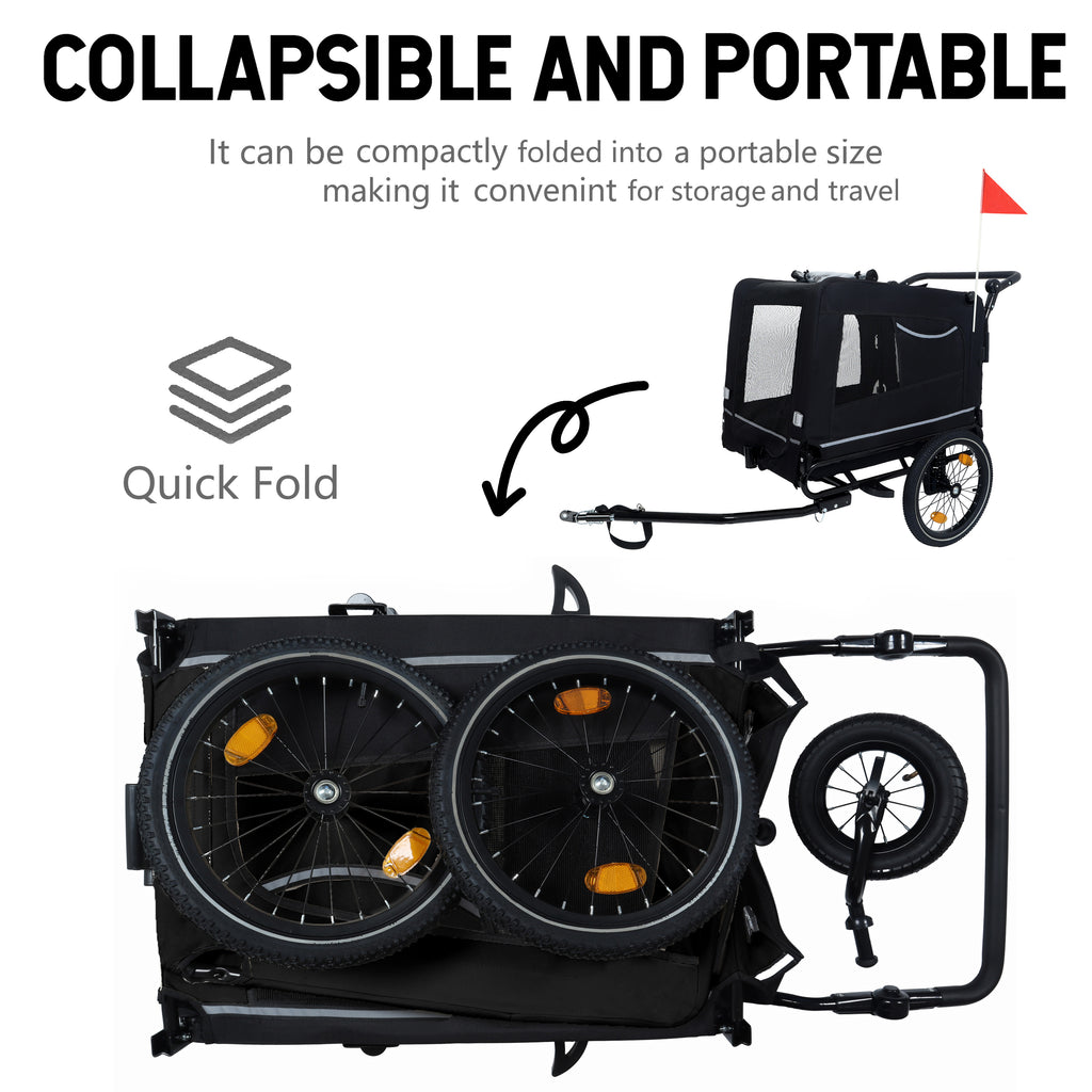 Extra Large 2-in-1 Bike Trailer & Push Cart for Pets