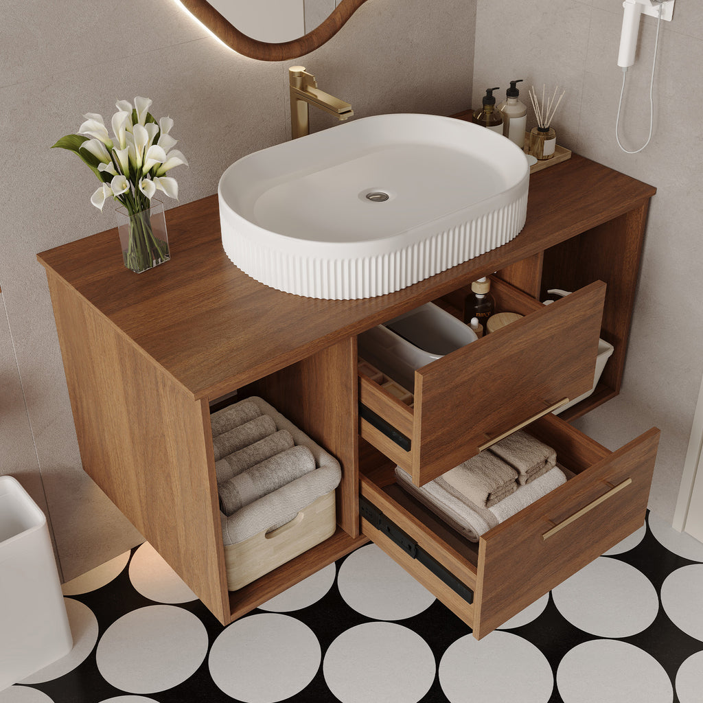 Wall-Mounted Bathroom Vanity with Ceramic Sink