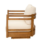 Set of 2 Acacia Wood Outdoor Swivel Chairs with Cushions