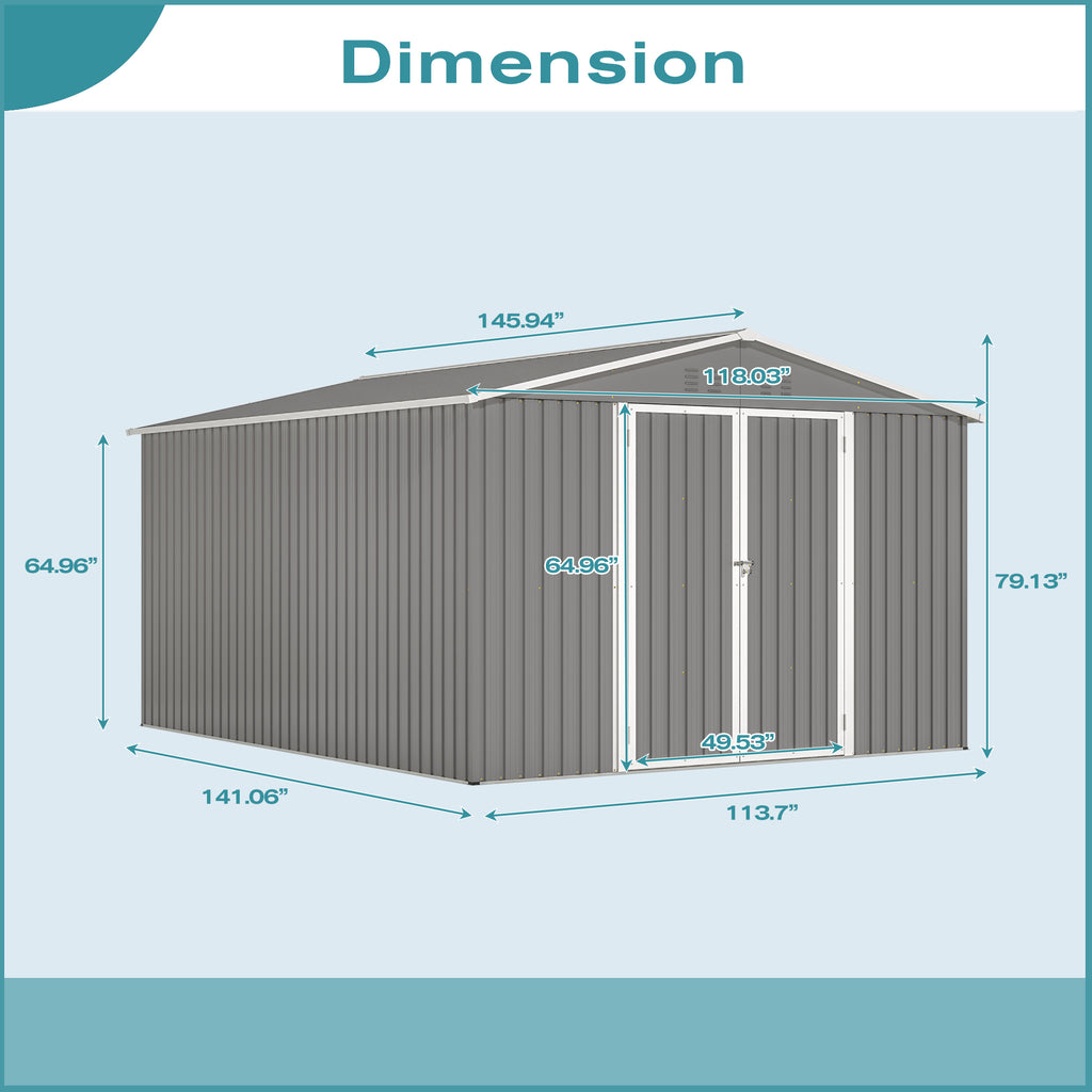 10 x 12 Ft. Outdoor Storage Shed with Floor Frame Kit