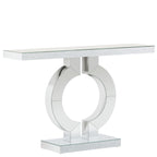 43" Modern Mirrored Console Table with O-Shaped Base