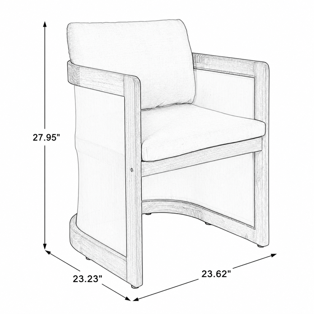 Set of 2 Outdoor Patio Dining Armchairs, Acacia Wood Frame with Textilene Side Panels, Patio Chairs with