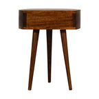 Solid Wood Chestnut Semi Circle Nightstand, 1-Drawer, Nordic Legs