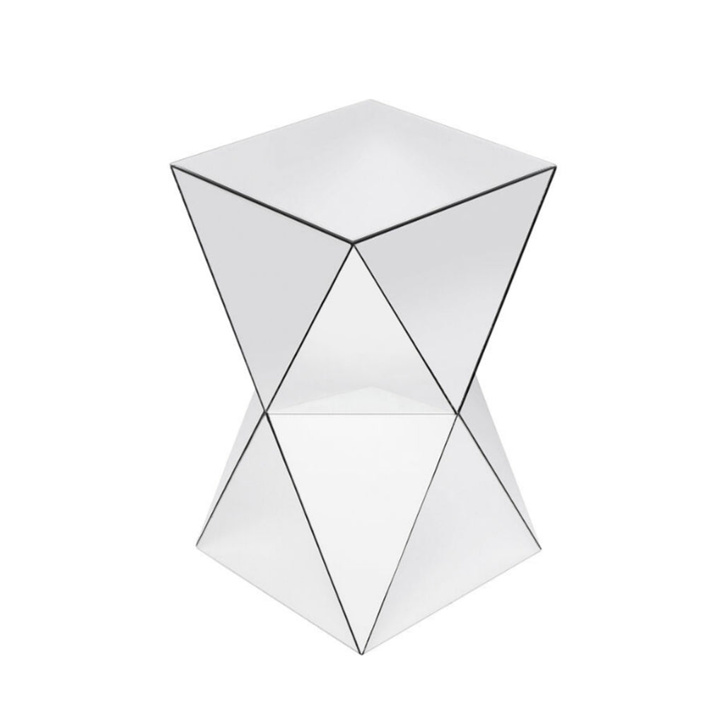 Silver Mirrored Geometric Side Table