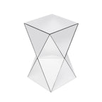 Silver Mirrored Geometric Side Table