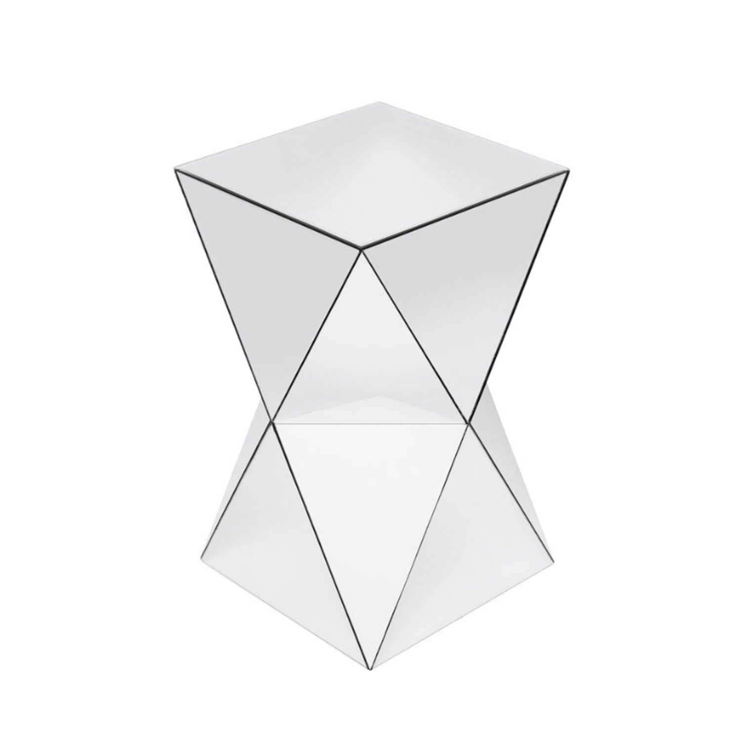 Silver Mirrored Geometric Side Table