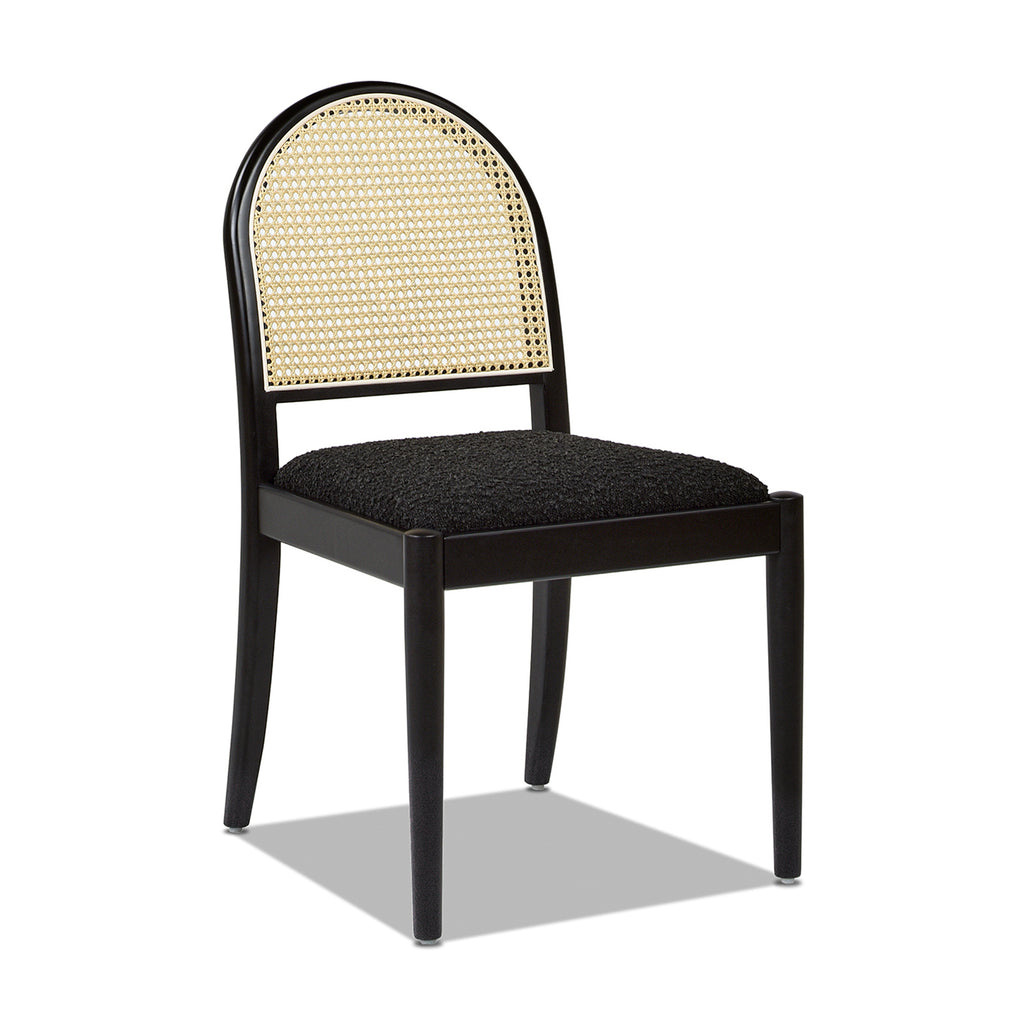 Panama 18.5" Curved Resin Cane Rattan Side Dining Chair, Set of 2, Ebony