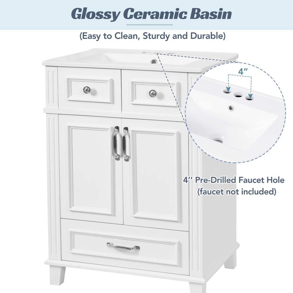 24" Bathroom Vanity with Ceramic Sink