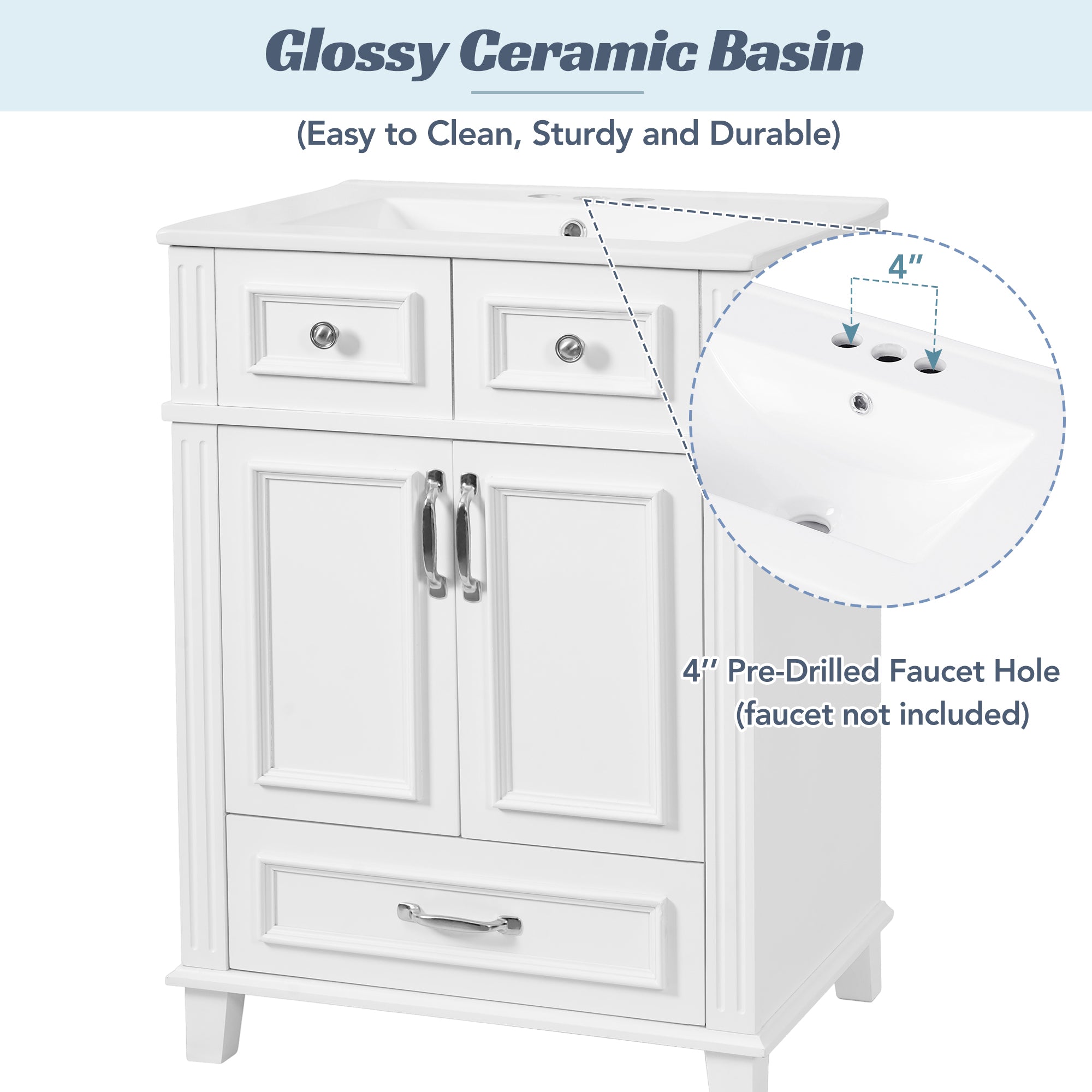 24" Bathroom Vanity with Ceramic Sink