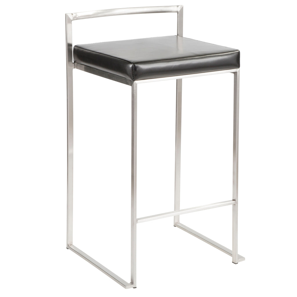 26" Contemporary Stackable Counter Stool in Brushed Stainless Steel