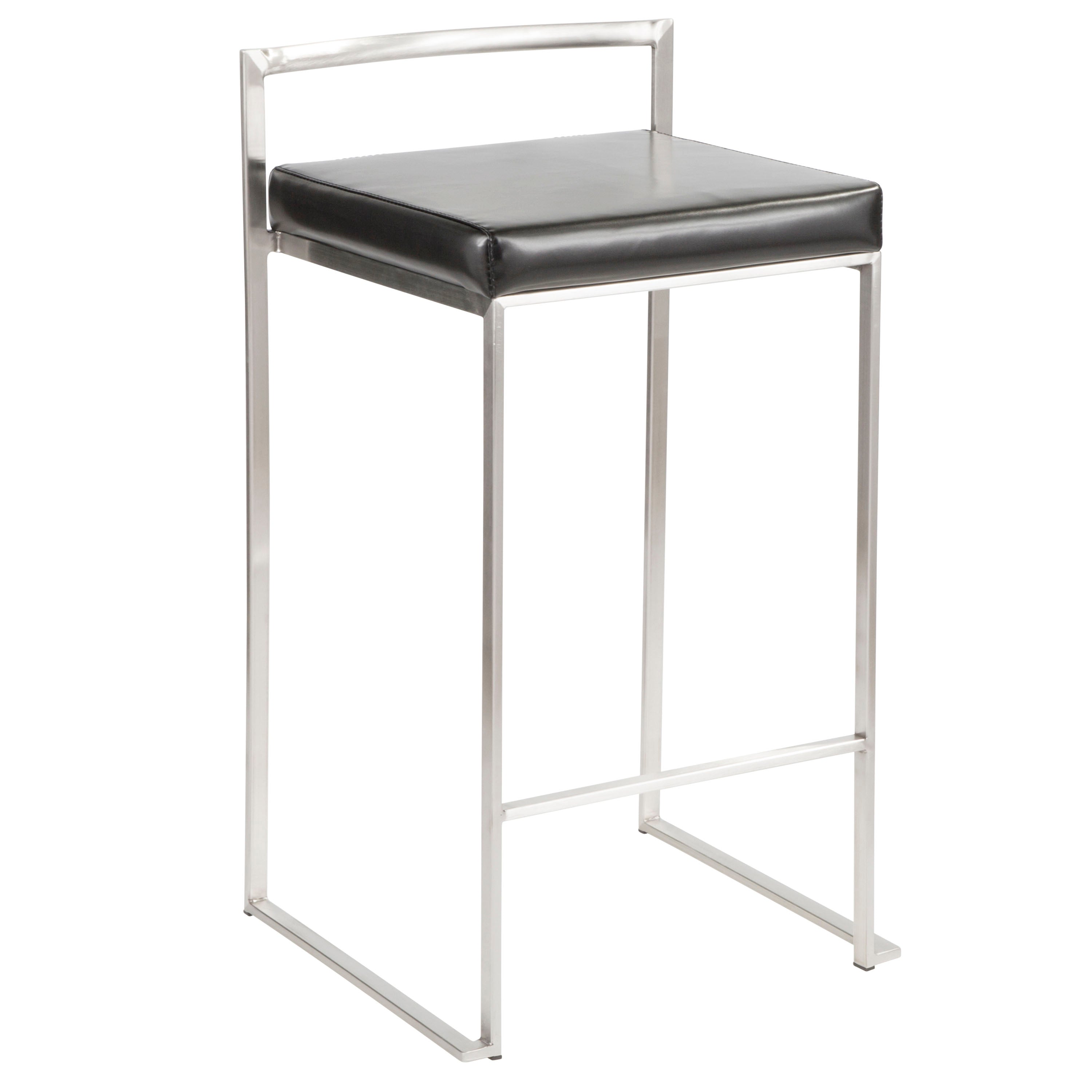 26" Contemporary Stackable Counter Stool in Brushed Stainless Steel