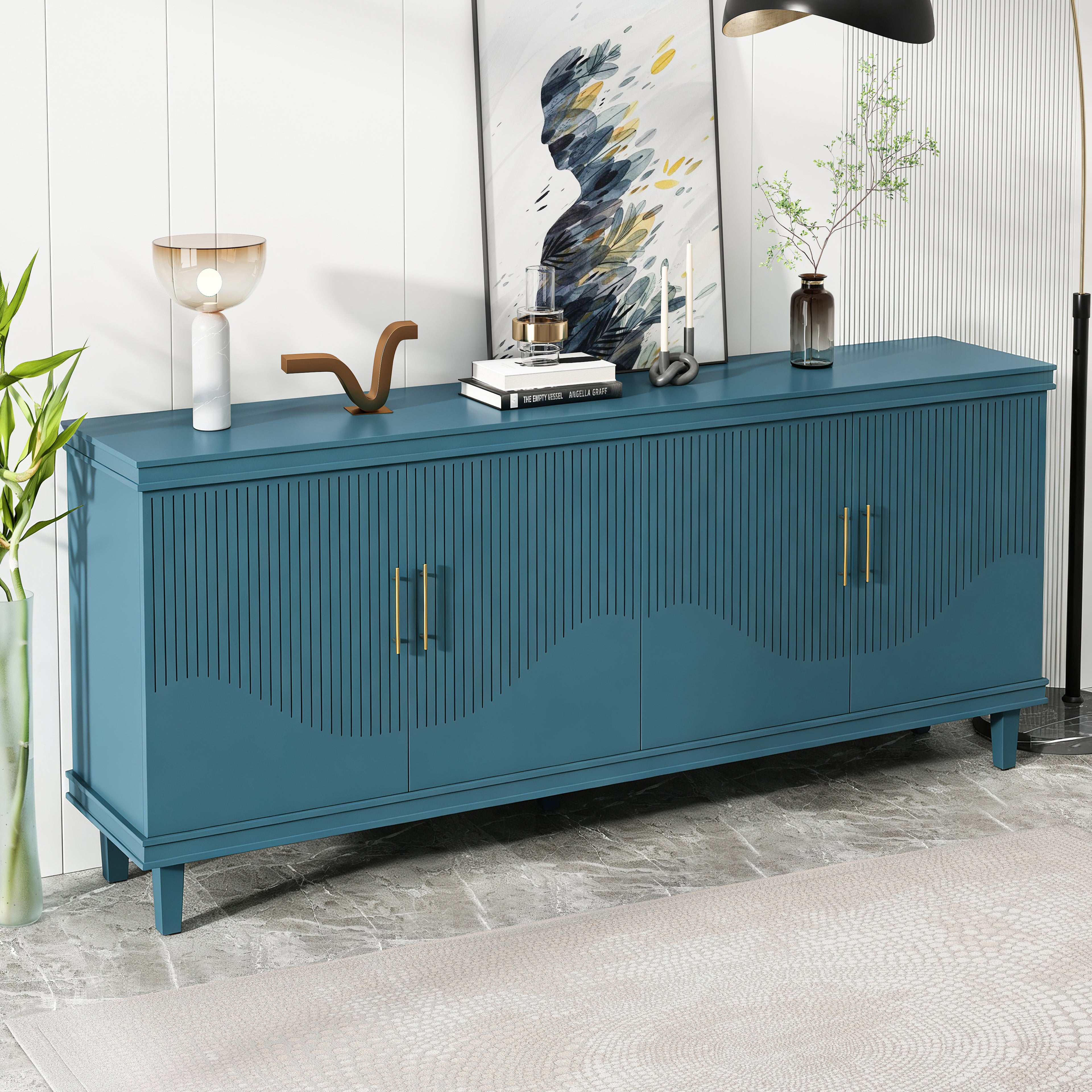 70.07" Large Size 4 Door Cabinet in Blue