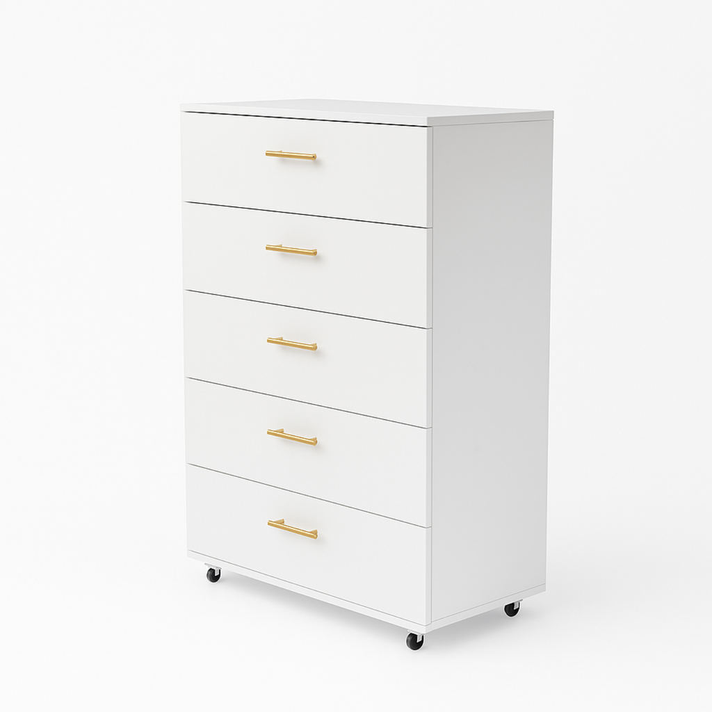 White 5-Drawer Dresser with Handles