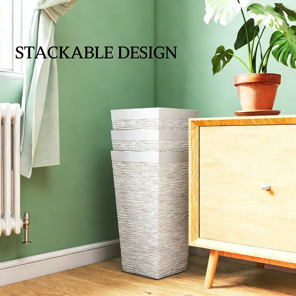 Stackable Tapered Planters, Set of 3 Outdoor Planters