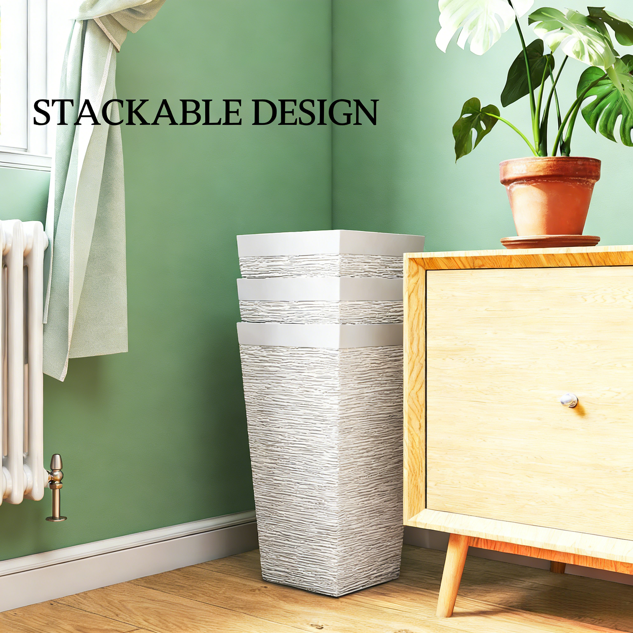 Stackable Tapered Planters, Set of 3 Outdoor Planters